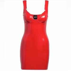 Adidas Women’s Ivy Park Latex Bodycon Red Dress
